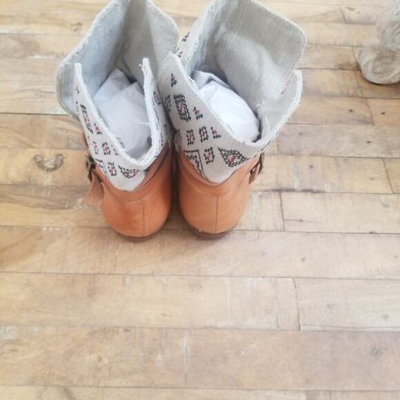 Latigo James Anthropologie Boots Womens 7M Leather and Canvas Ankle Boho Casual - Picture 11 of 12